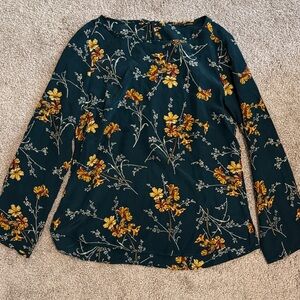 Massimo Dutti Floral Blouse - Black and Yellow
